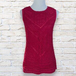 Lucky Brand Crochet Tank Top - Deep Red Size Small